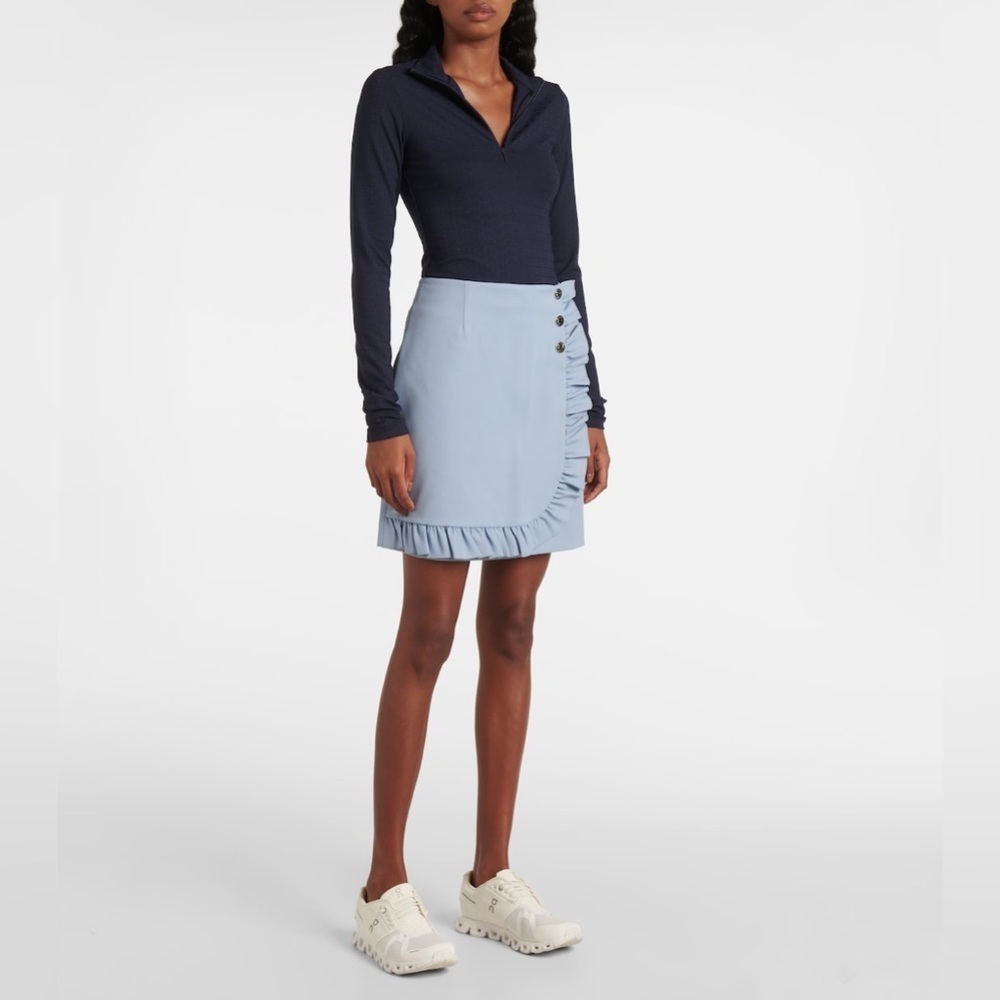 Tory Sport Light Blue Ruffle Wrap Skirt
